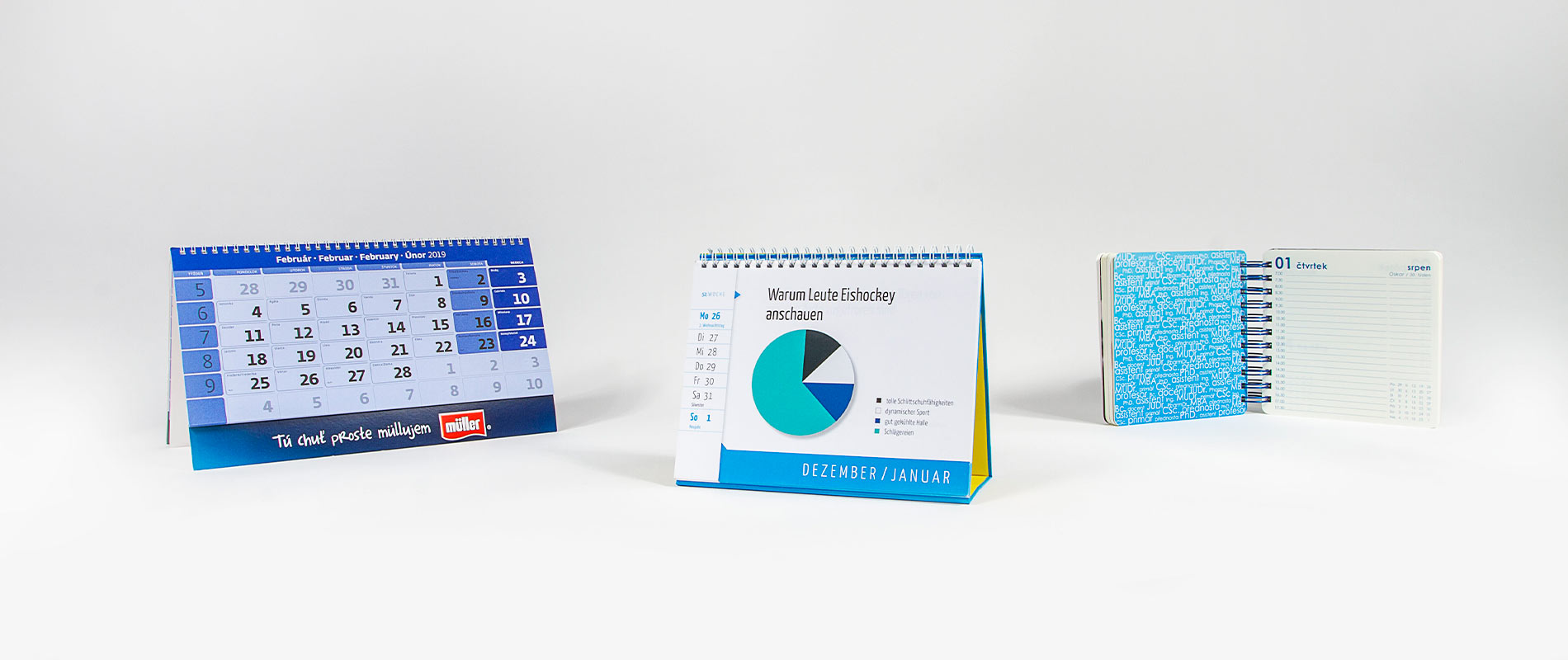 Desk calendars, notepads and products with wire bindings